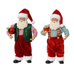 Decoris Plastic Santa Holding Drum and Bauble 23cm - 2 Assorted