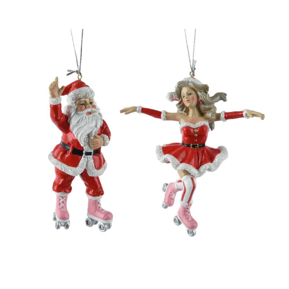 Decoris Polyresin Figure on Skates Hanger 12cm - 2 Assorted