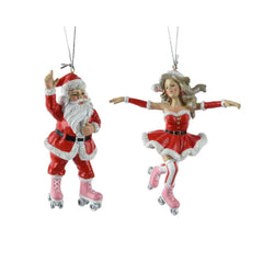 Decoris Polyresin Figure on Skates Hanger 12cm - 2 Assorted