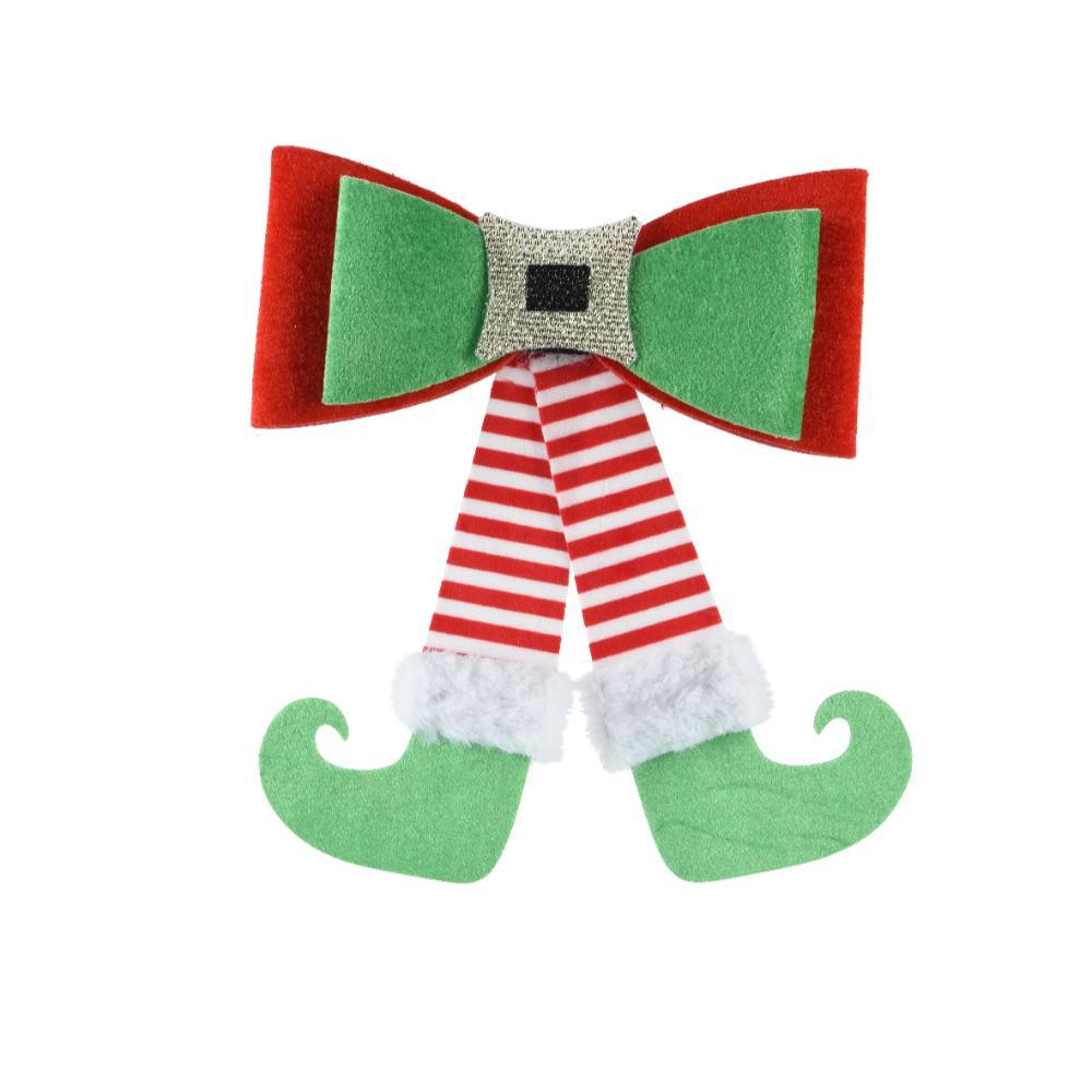 Decoris Polyester Bow Elf 30cm - Green/Red