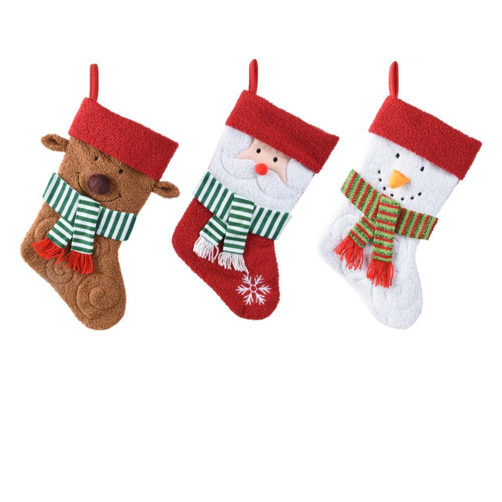 Decoris Polyester Stocking 45cm (3 Assorted)