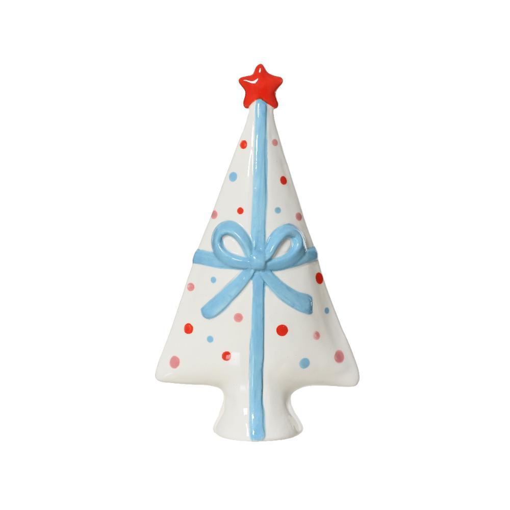 Decoris Dolomite Tree Figure with Blue Bow 29cm