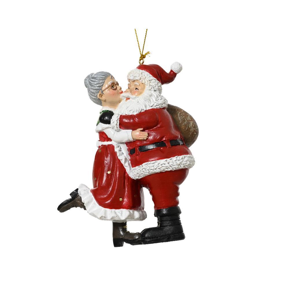 Decoris Polyresin Mr and Mrs. Claus Hanger 12.6cm