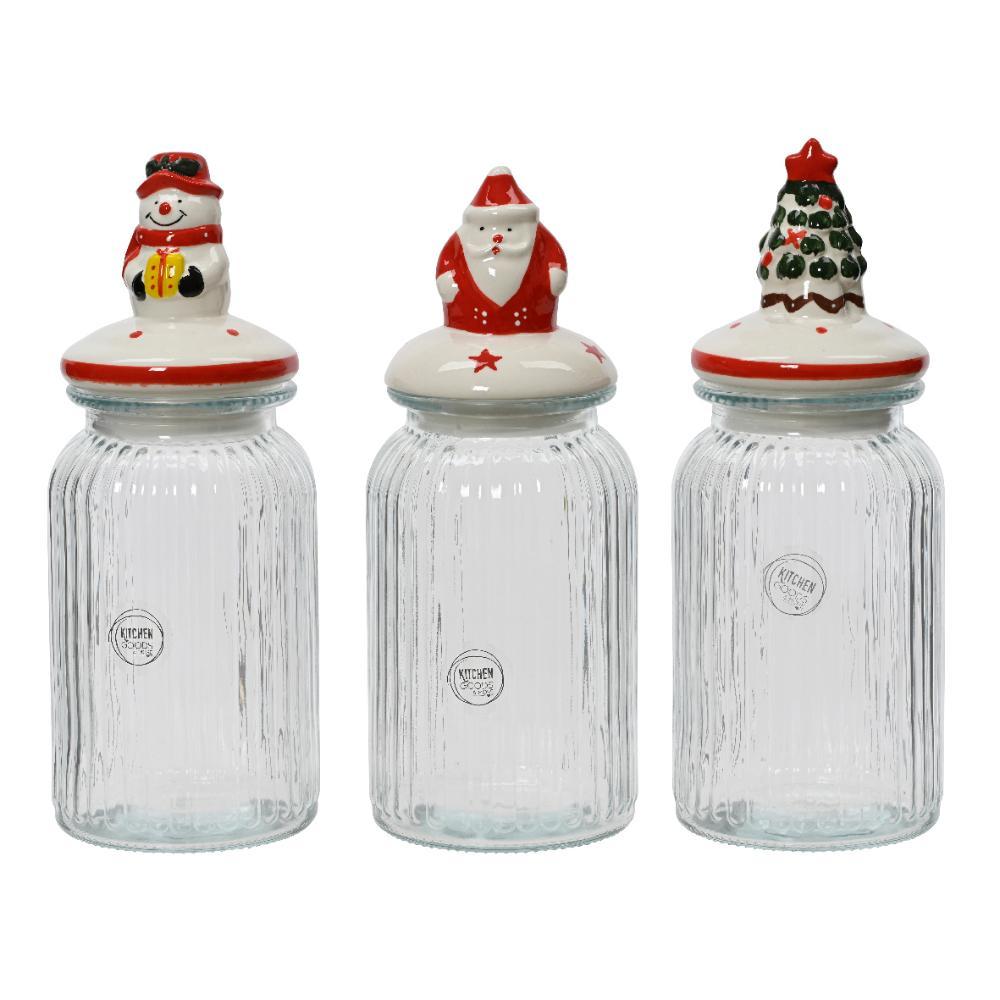 Kitchen Goods Glass Jar with Ceramic Lid 28.5cm - 3 Assorted