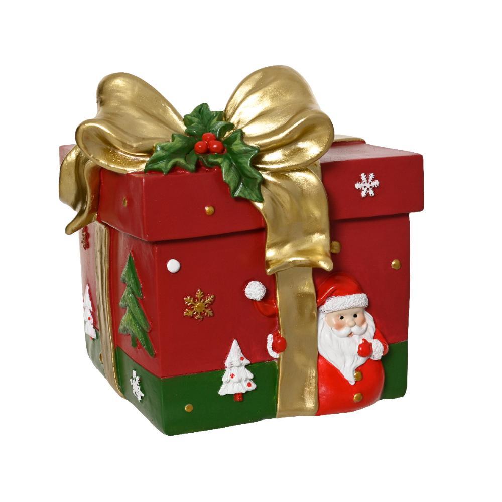 Everlands Polyresin Giftbox Tree Stand 22cm - Red