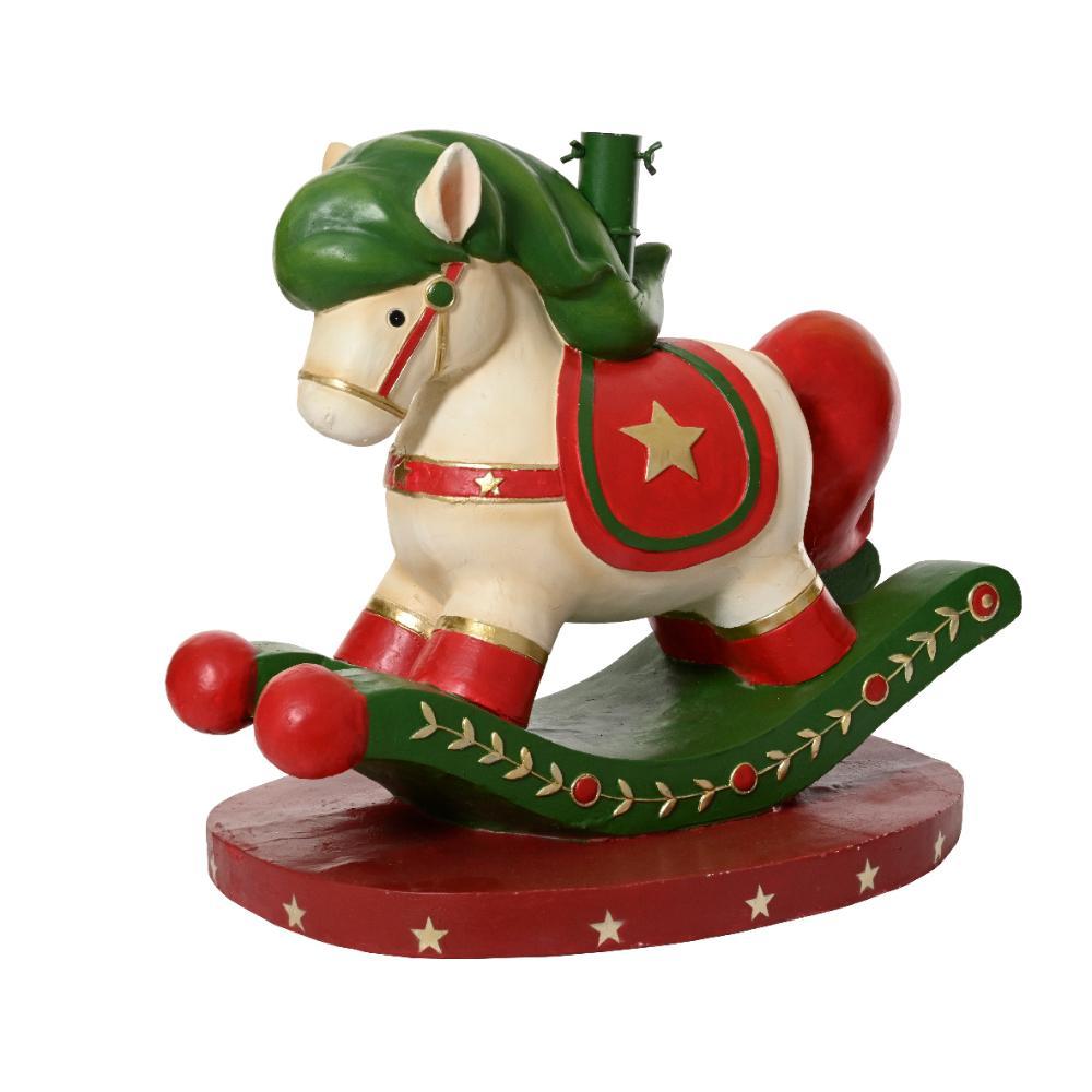 Everlands Magnesium Rocking Horse Tree Stand 47cm - Red/Cream