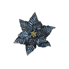 Decoris Velvet Clip-on Poinsettia 34cm - Blue