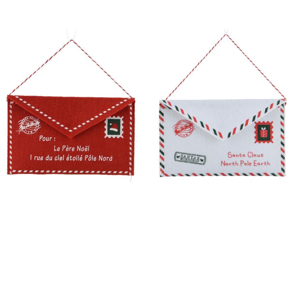Decoris Polyester Envelope Hanger 20 x 13cm - Red/White (2 Assorted)
