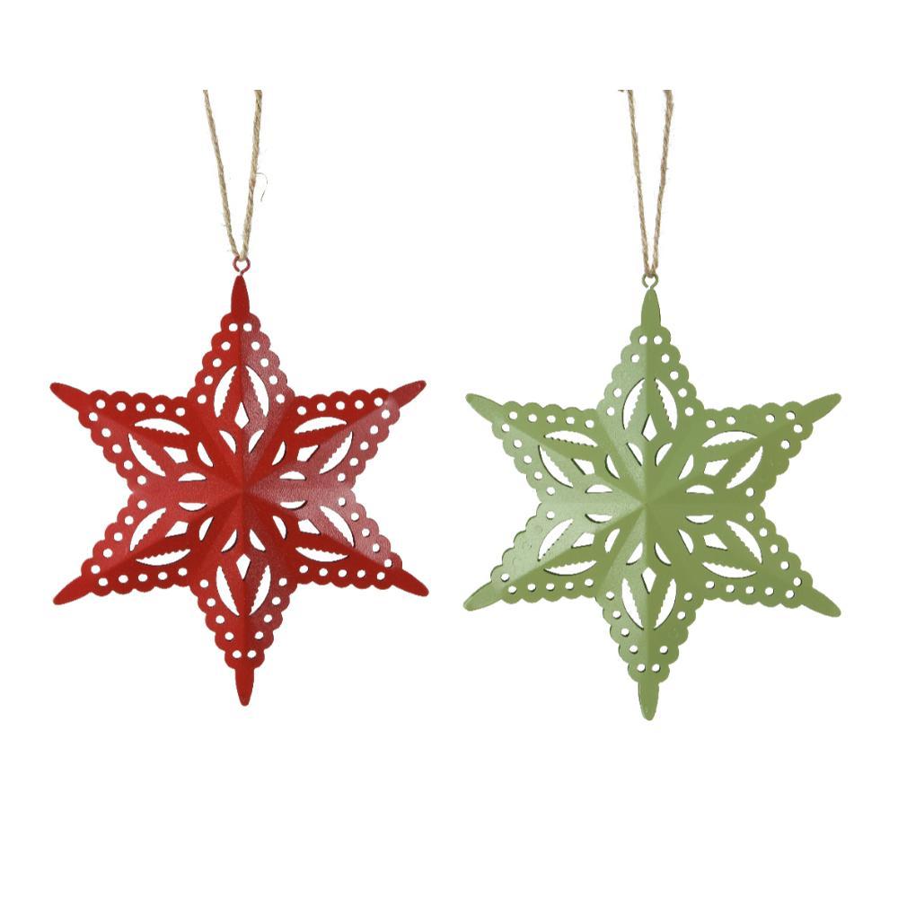Decoris Iron Star 17cm - Red/Green (2 Assorted)