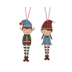 Decoris Plywood Elf Figure 13cm - 2 Assorted