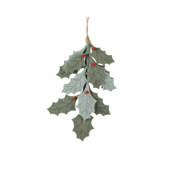 Decoris Felt Holly Branch 28cm - Green