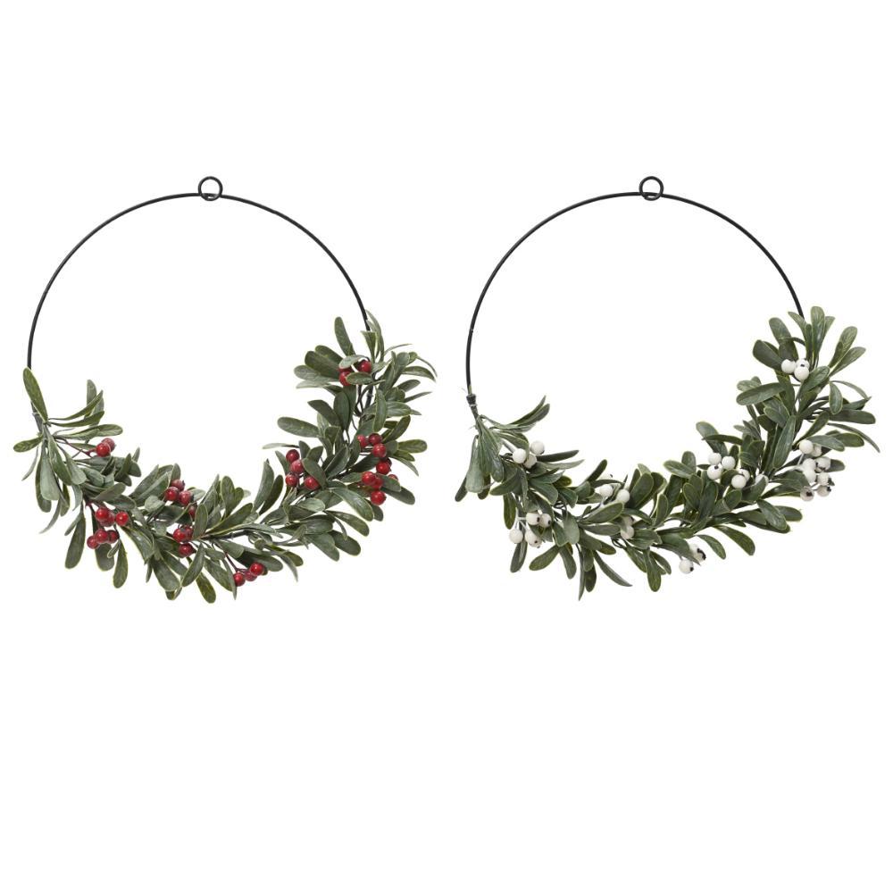 Decoris Wreath with Berries and Frosted Finish 40cm - Red/White (2 Assorted)