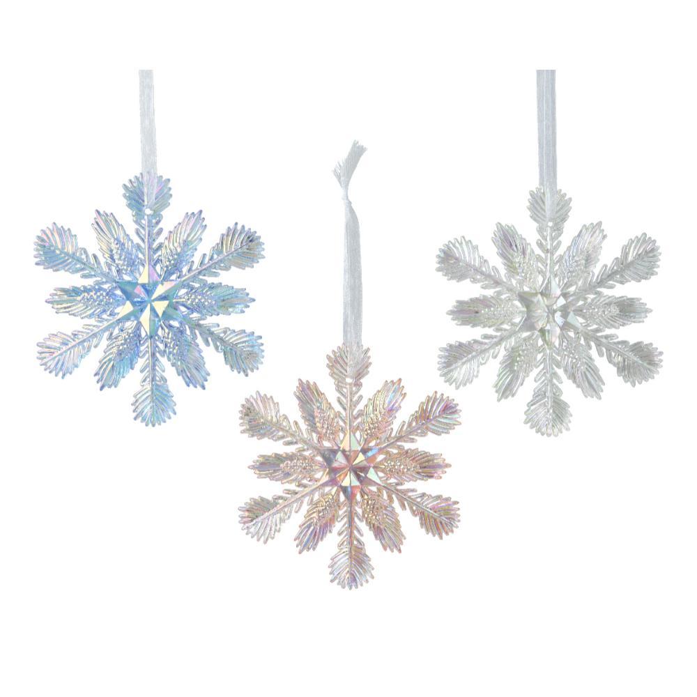 Decoris Plastic Snowflake with Glitters 11cm - 3 Assorted