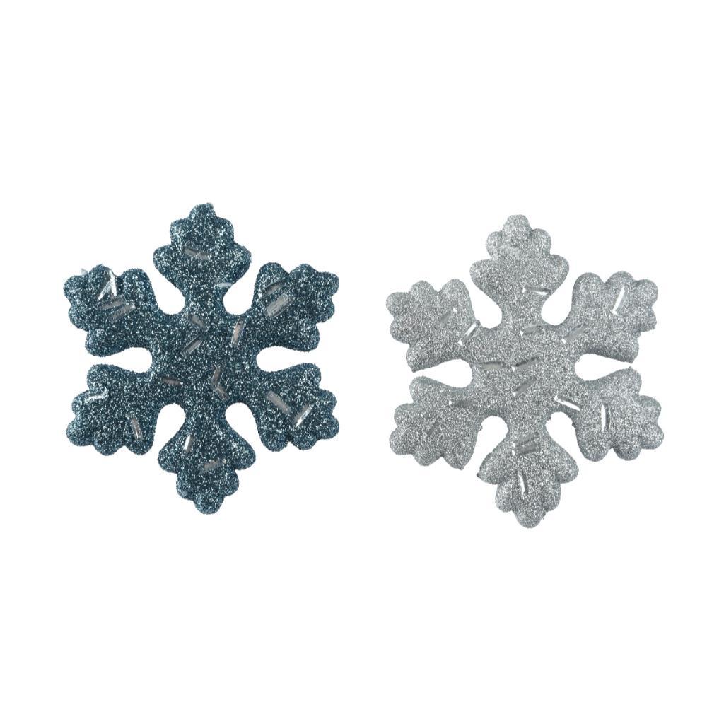 Decoris Foam Snowflake with Glitters 15cm - Blue/Silver  2 Assorted