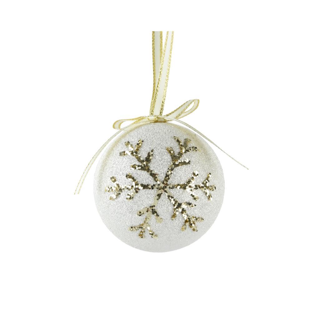 Decoris Foam Bauble with Glitter Snowflake 8cm