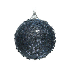 Decoris Foam Bauble with Glitter Sequins 8cm - Night Blue