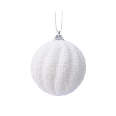 Decoris Foam Bauble with Glitter 8cm - Winter White