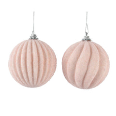 Decoris Foam Bauble with Beads 8cm - Blush Pink (2 Assorted)