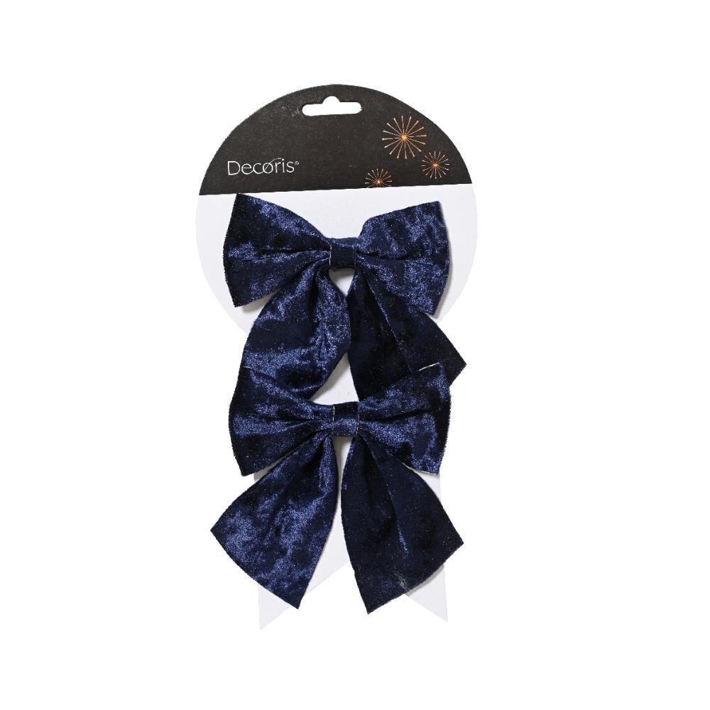 Decoris Polyester Bow Set of 2pc 13cm - Night Blue