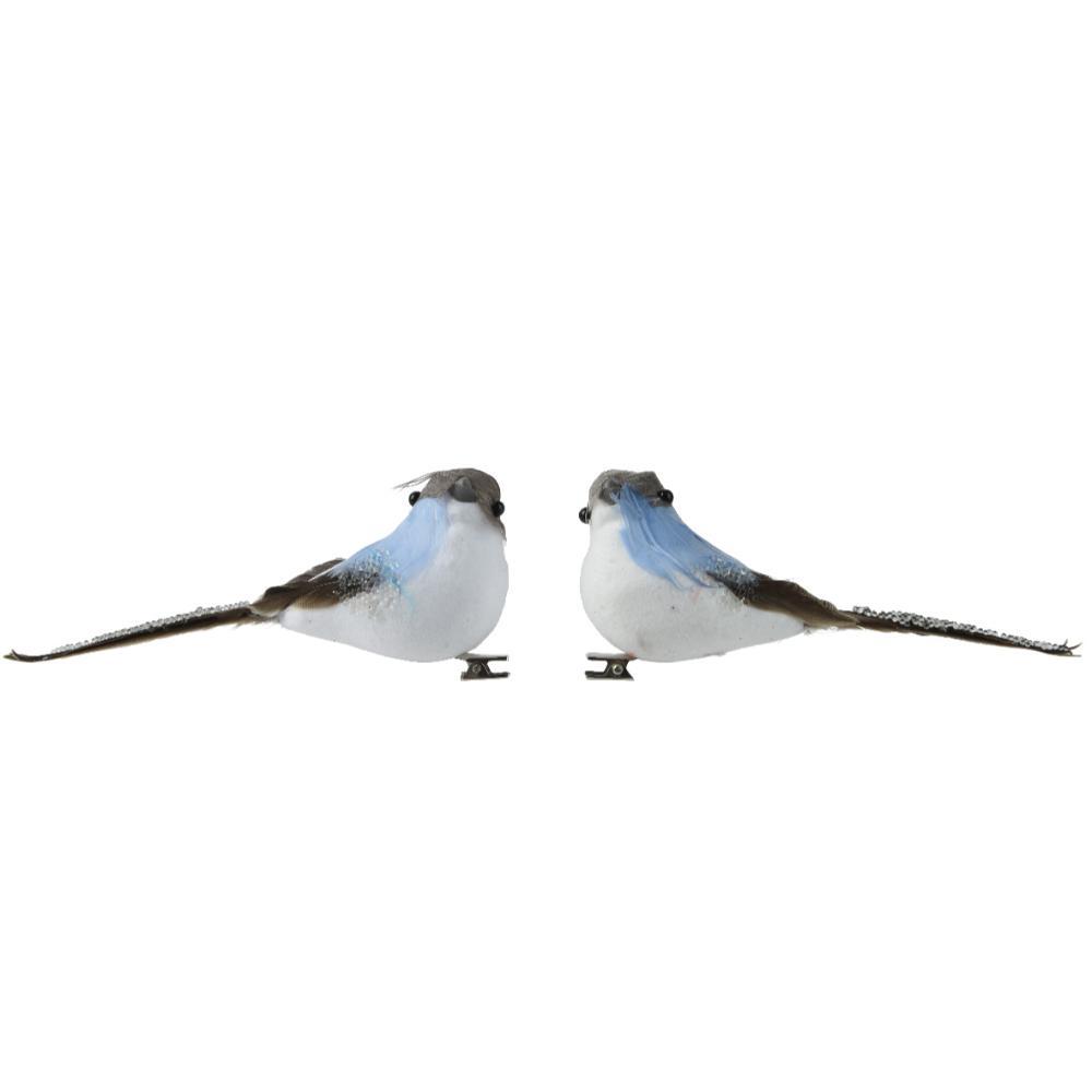 Decoris Foam Clip-on Birds Set of 2pcs 12cm - Sky Blue