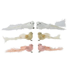 Decoris Foam Clip-on Birds with Glitters Set of 2pcs 15cm - 3 Assorted