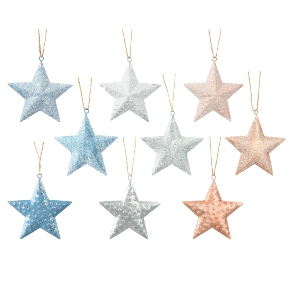 Decoris Iron Star with Embossed Pattern 11cm - 9 Assorted