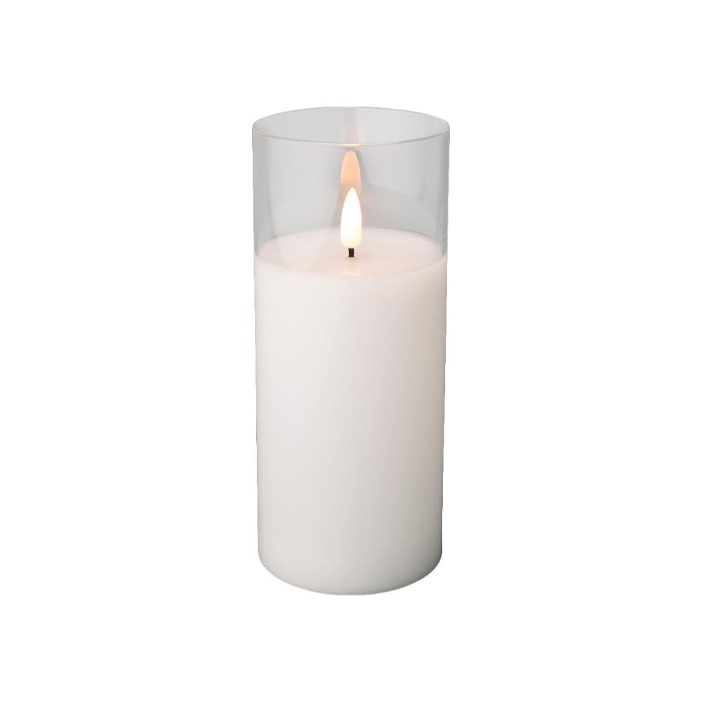 Lumineo BO Led Wick Candle 7.5 x 17.5cm - Clear/Warm White