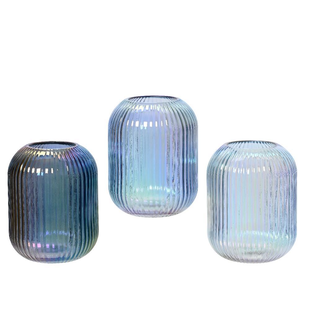 Decoris Glass Luster Vase 15.2cm - Shades of  Blue/Iris (3 Assorted)
