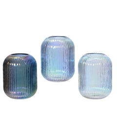 Decoris Glass Luster Vase 15.2cm - Shades of  Blue/Iris (3 Assorted)