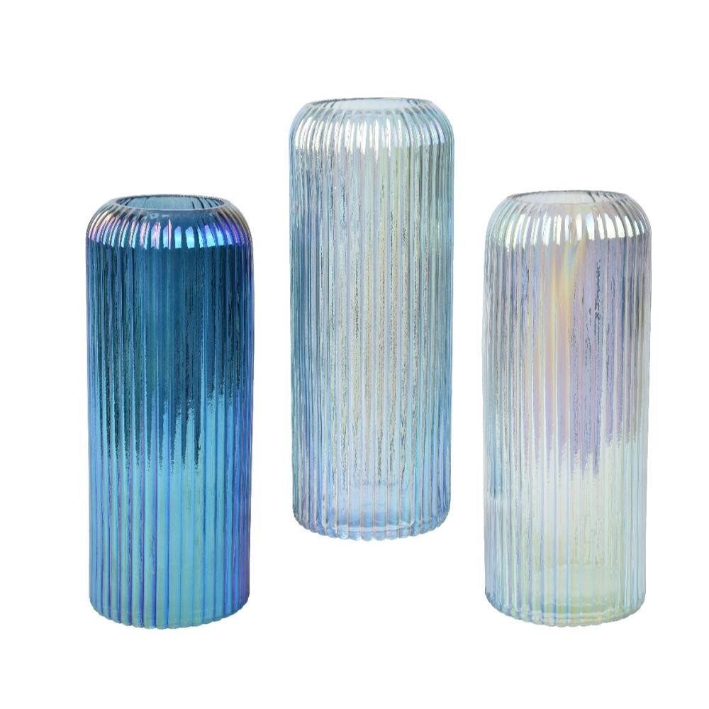 Decoris Glass Luster Vase 24.5cm - Shades of  Blue/Iris (3 Assorted)