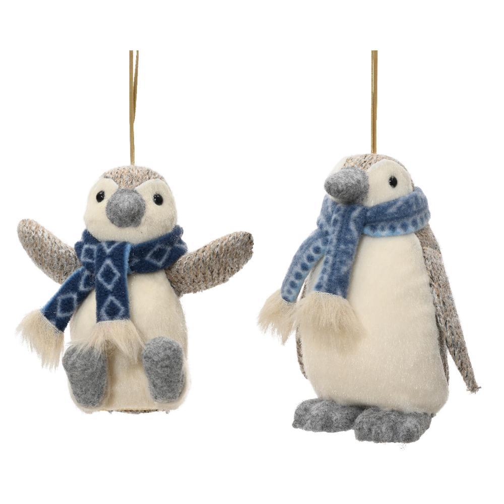 Decoris Polyester Penguin with Scarf 16cm - 2 Assorted