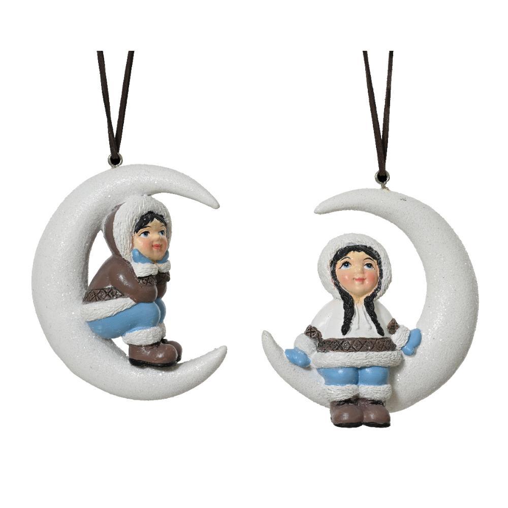 Decoris Polyresin Moon Hanger 10cm - 2 Assorted
