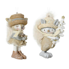 Decoris Polyresin Fox Hanger 11cm - White (2 Assorted)