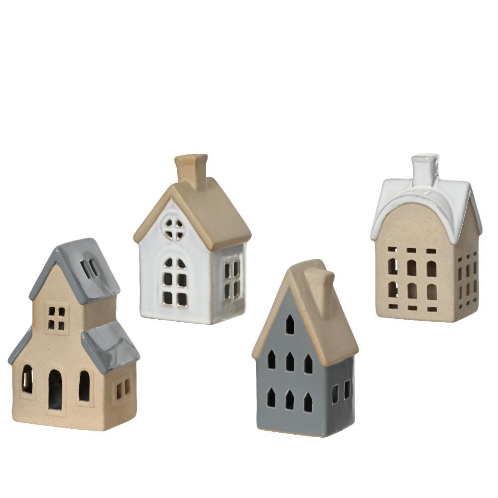 Decoris Porcelain House Ornament 17.9cm - 4 Assorted