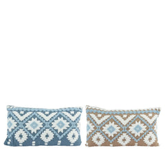 Kitchen Goods Cotton Cushion with Snowflake Embroidery 50 x 30cm - Blue/Beige (2 Assorted)
