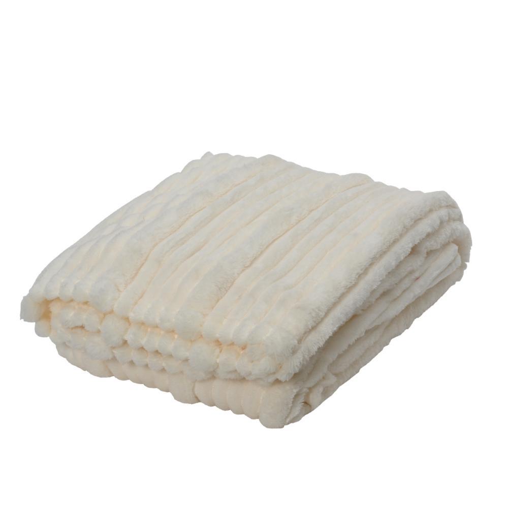 Decoris Polyester Throwover with Irregular Stripes 130 x 170cm - White