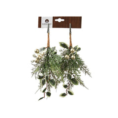 Everlands Clip-On Leaves with Glitter and Berries - Champagne