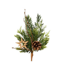 Everlands Spray with Wooden Stars and Pinecones 25cm