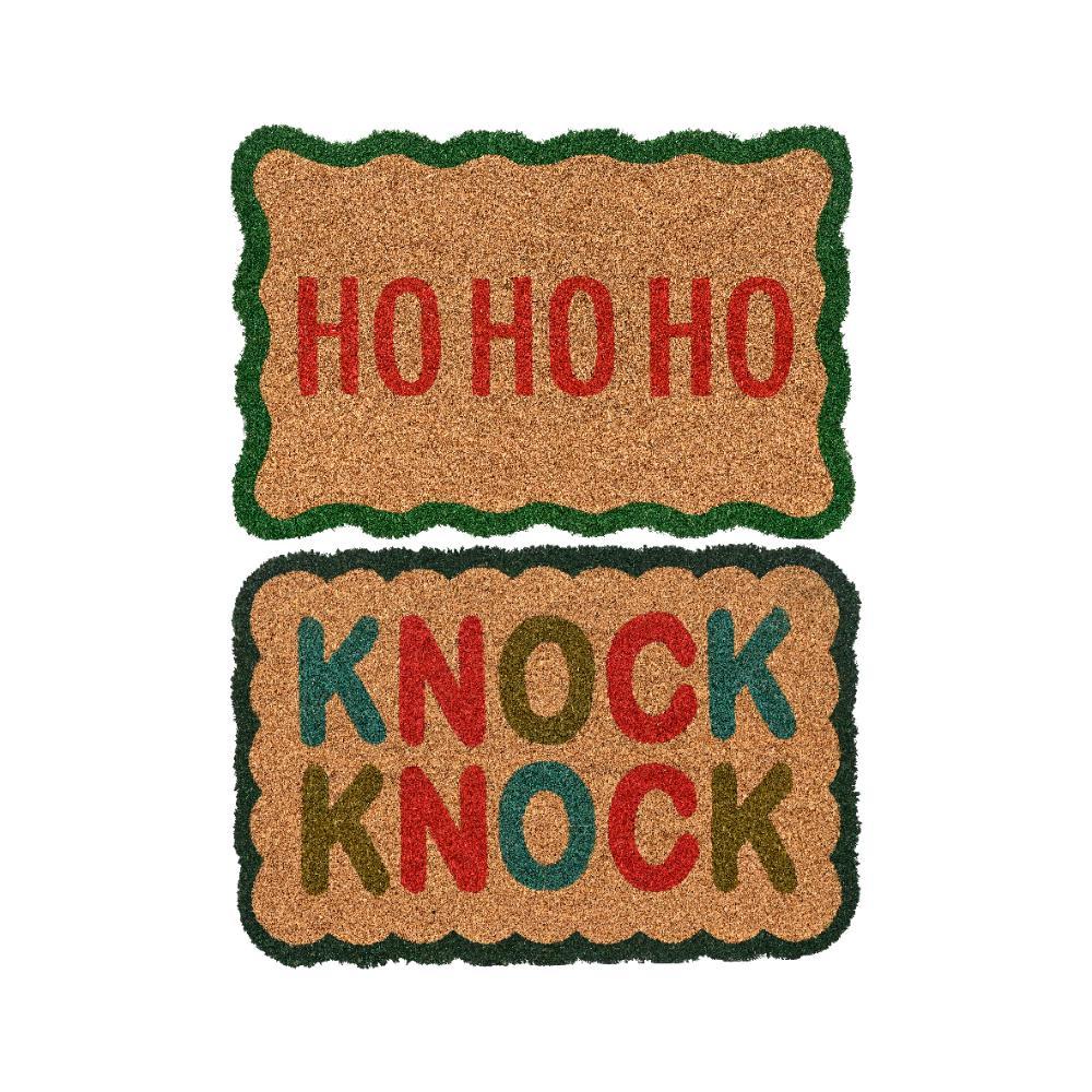 Decoris Coir Christmas Doormat Text 60 x 40cm - 2 Assorted