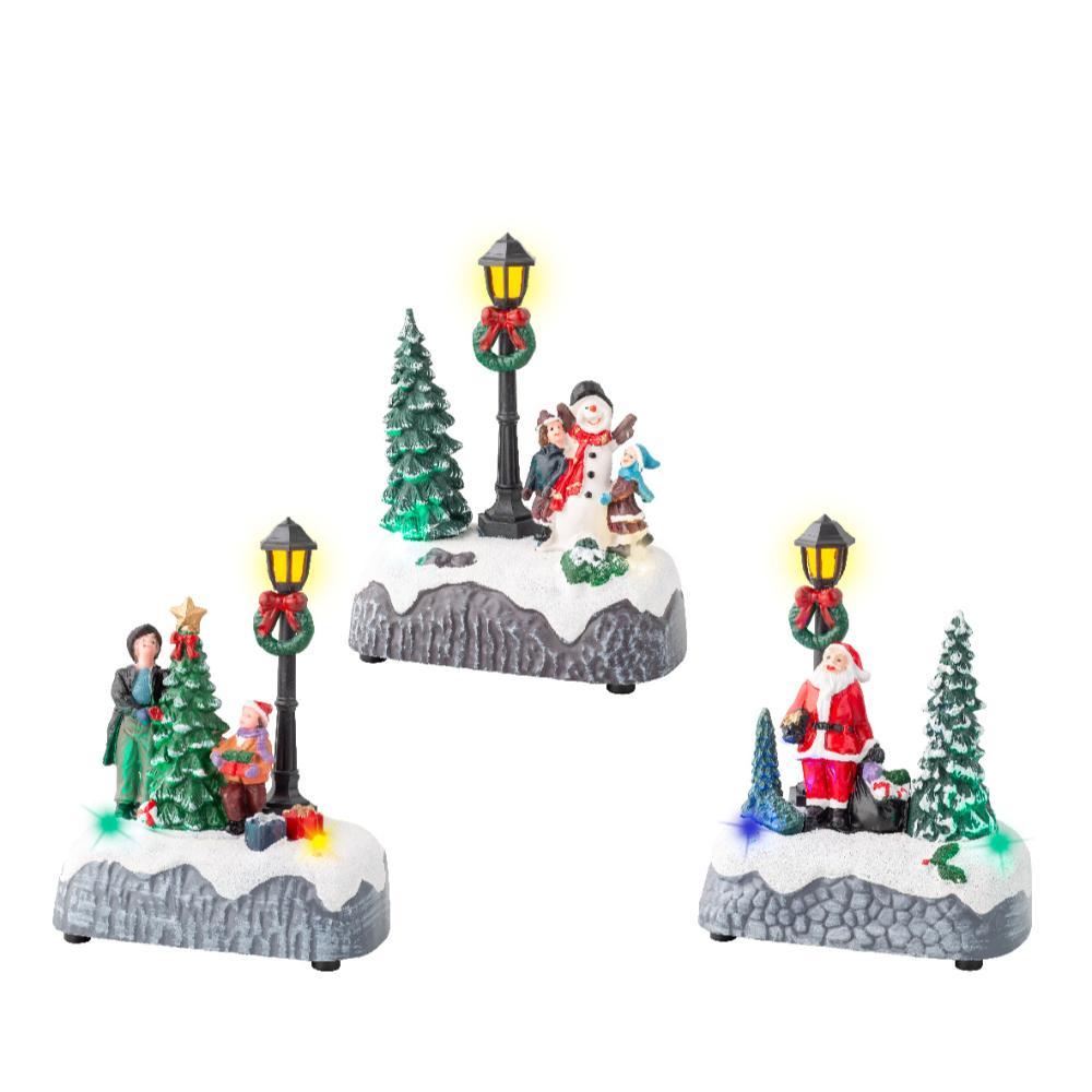 Lumineo BO Led Plastic Village Scenery 12cm - 3 Assorted
