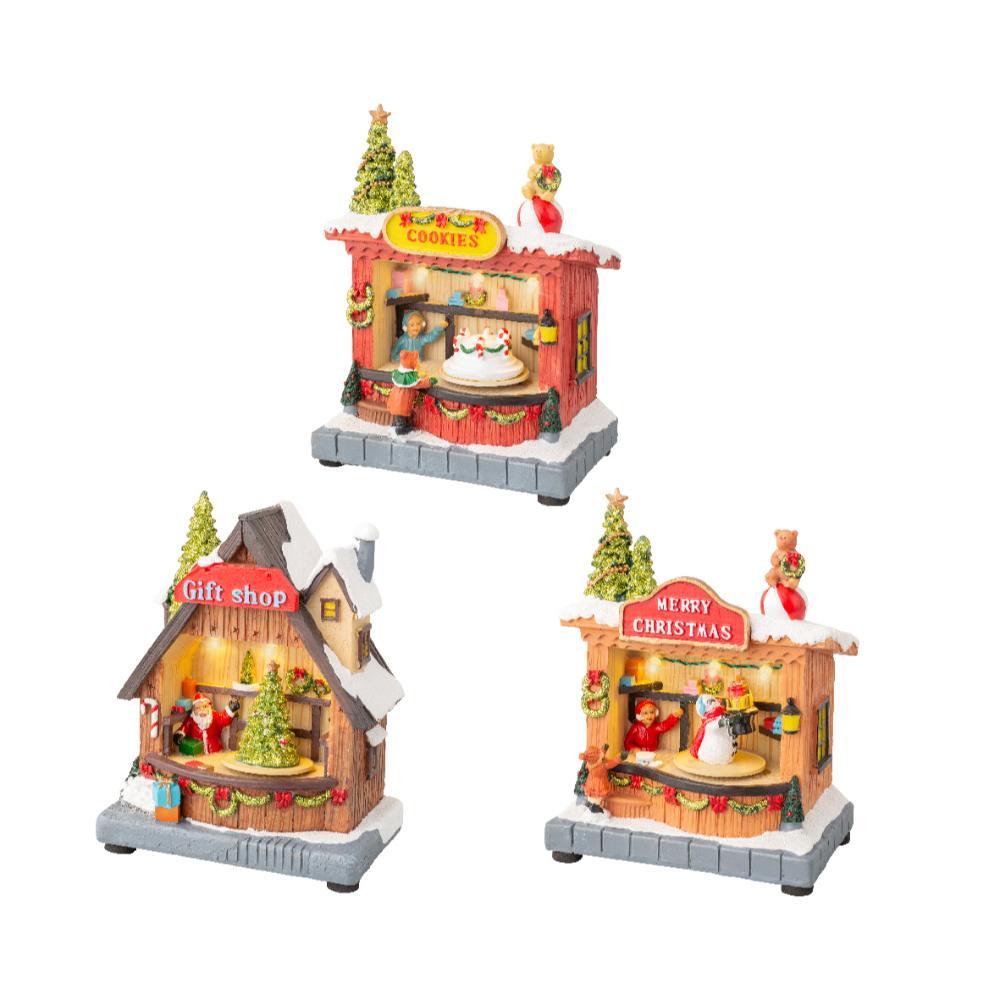 Lumineo BO Led Plastic Village Scenery 18.5cm - 3 Assorted