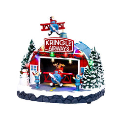 Lumineo BO Led Polyresin Village Scenery Kringle Airway 16.9x 24.2 x 22.6cm