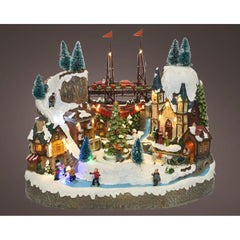 Lumineo Led Polyresin Village Scenery 25.5 x 39 x 31.5cm