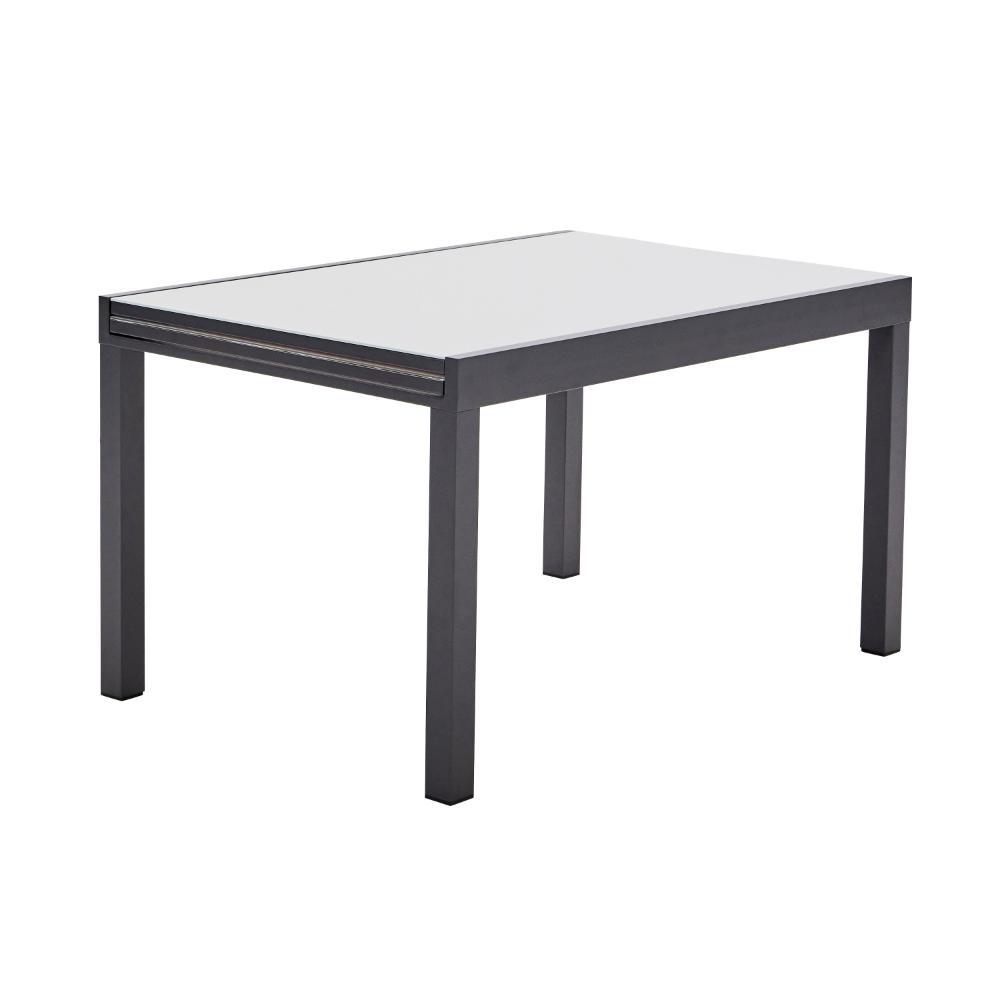 Naterial Lyra Ext Dining Table 4/10P Glass Top 135/270x90cm Dark Grey