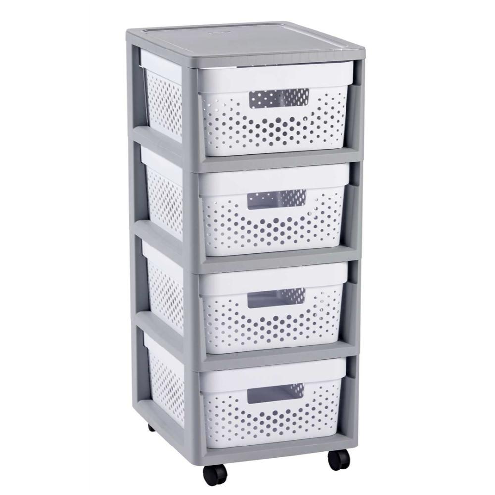 Curver Infinity Rack with 4 Drawers 30x36x69cm - Grey / White
