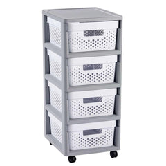 Curver Infinity Rack with 4 Drawers 30x36x69cm - Grey / White