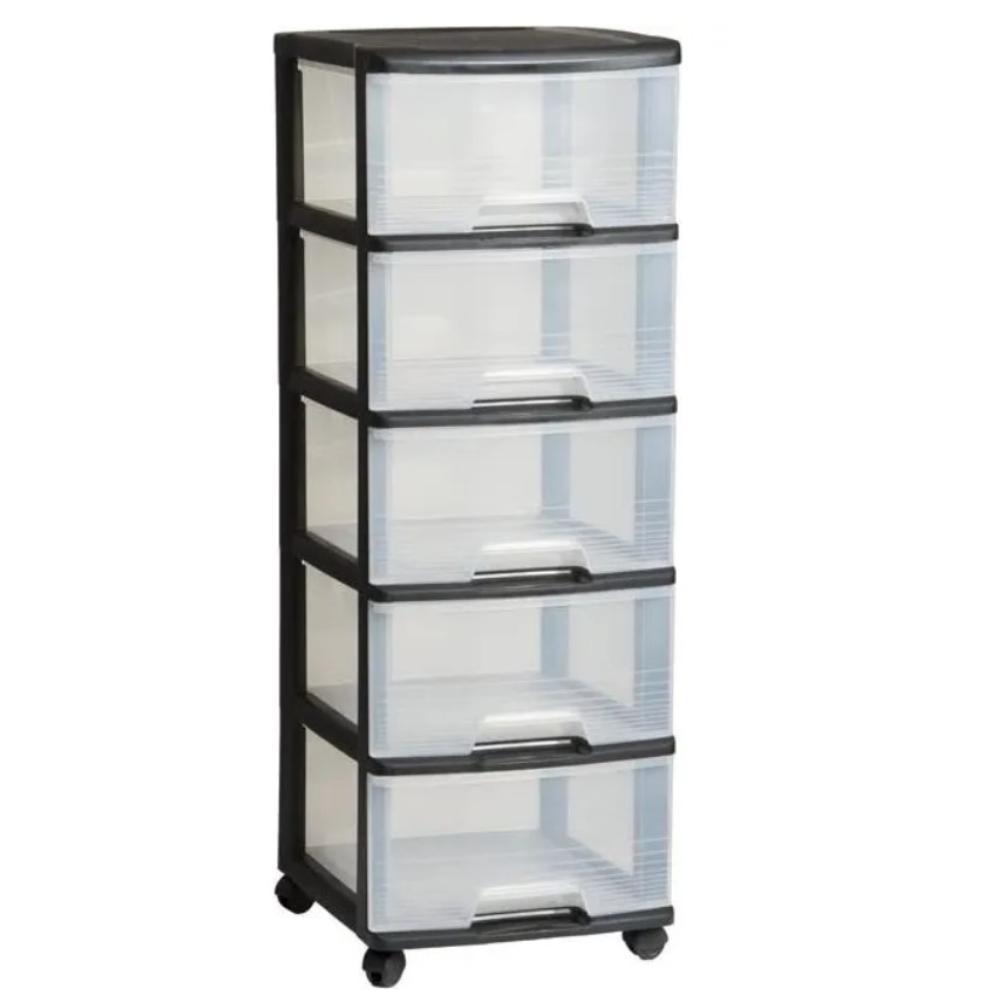 Curver Rack with 5 Drawers 37x39x100cm - Transparent / Black