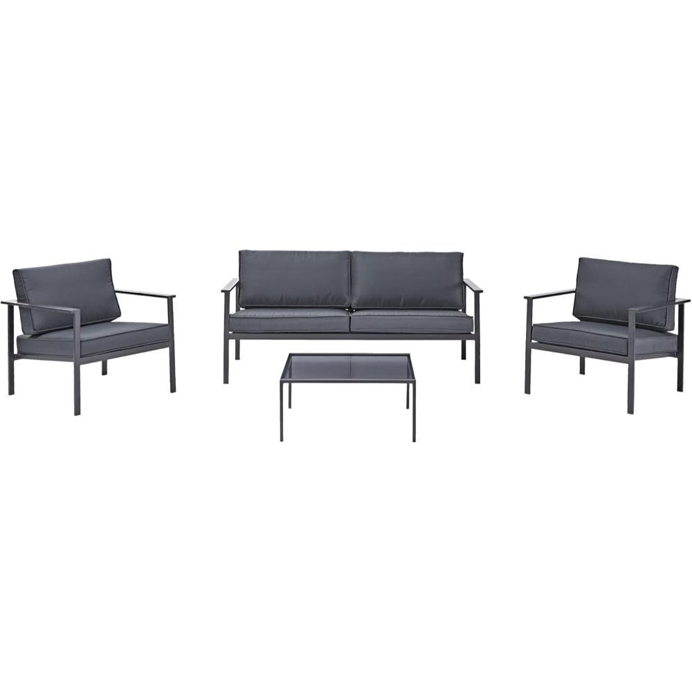Naterial Trino Sofa Set Anthracite- 2-Seater Sofa + 2 Single Sofa + Coffee Table