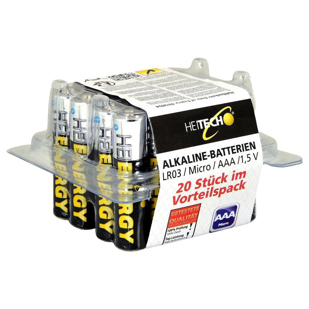 Heitech Alkaline Batteries Micro AAA - Pack of 20pcs