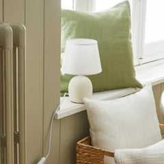 Inspire Poki Table Lamp E14 H26cm Ceramic+Fabric White